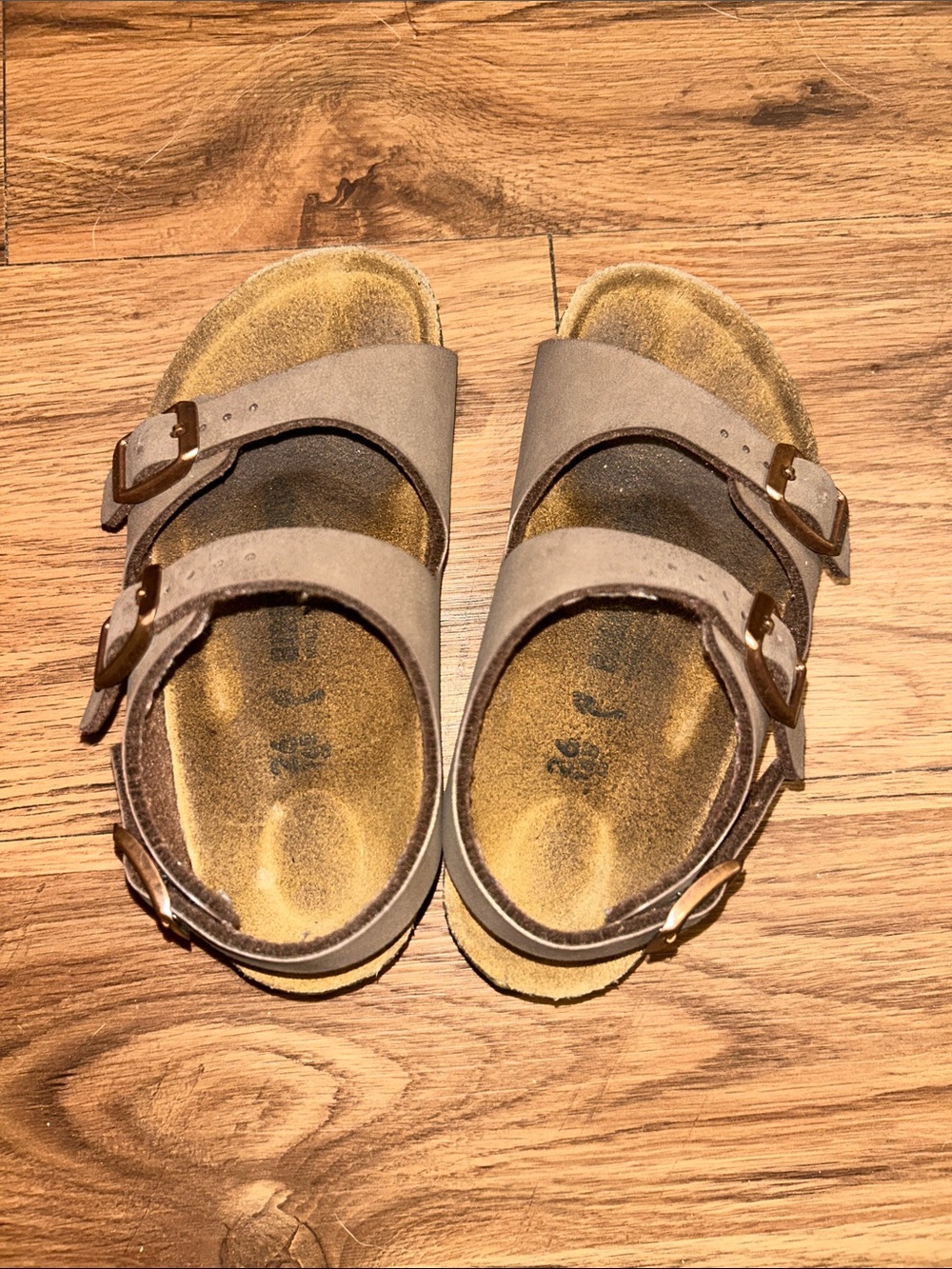 Kids Birks Two-Strap Brown Sandals 26